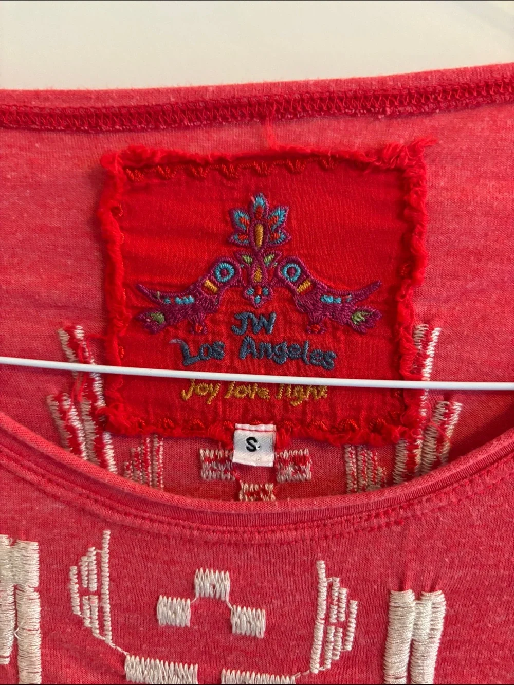 Johnny Was Embroidered Floral Long-Sleeve Top - Coral - Picture 2 of 5